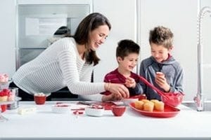 happy family in kitchen